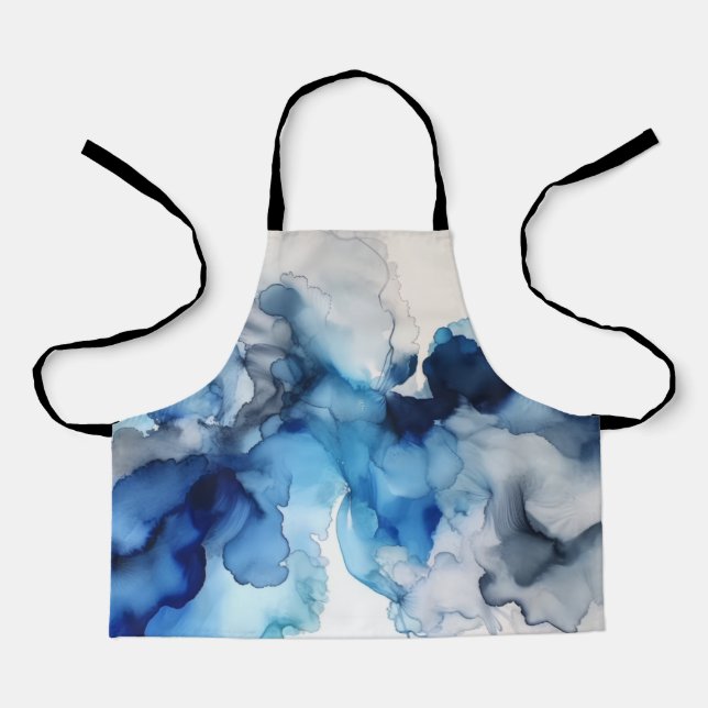 Blue & White Alcohol Ink Apron (Front)