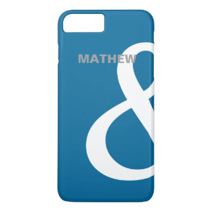 Blue White Ampersand Lovers Names Matching Left iPhone 8 Plus/7 Plus Case