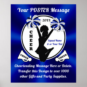 Blue, White and Black Custom, Cheerleading Posters