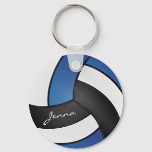 Blue, White and Black Volleyball Key Ring