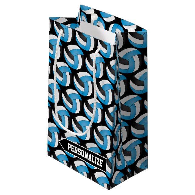  Blue,White and Black 🏐 Volleyball - Personalise Small Gift Bag (Front Angled)