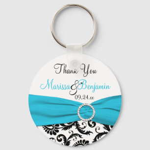 Blue, White, and Black Wedding Favor Key Chain