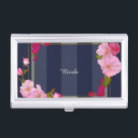 Blue White and Gold Modern Floral Chic Glamour Business Card Holder<br><div class="desc">Blue White and Gold Modern Floral Chic Glamour Card Holder. Customise with any text or leave it blank.</div>