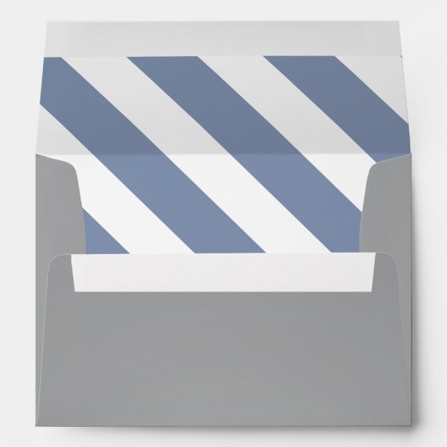 Blue White and Grey Modern Stripes Envelope (Back (Bottom))
