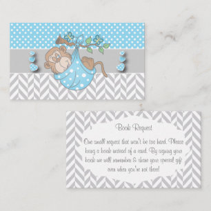Blue, White and Grey Monkey Book Request Enclosure Card