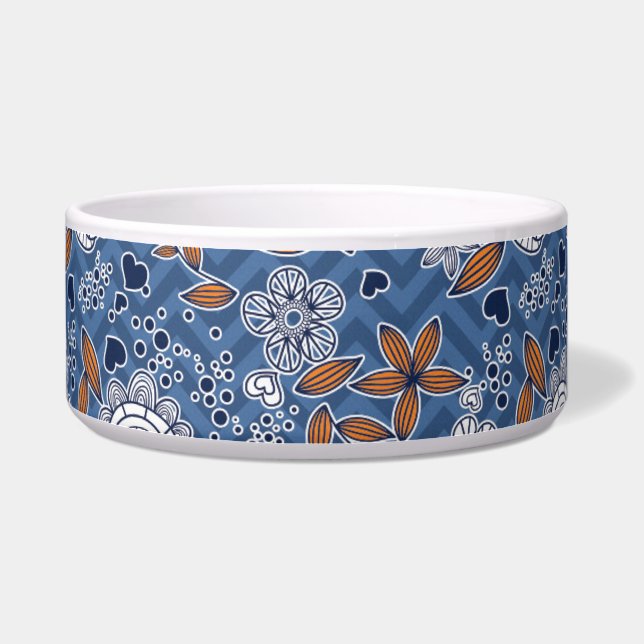 Blue White and Orange floral design (Right)