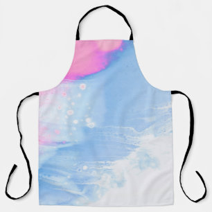 Blue white and pink abstract painting apron