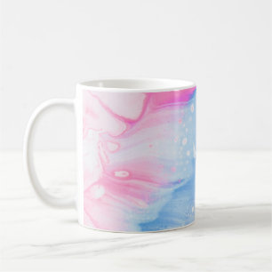 Blue white and pink abstract painting coffee mug