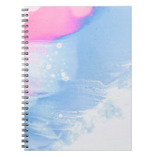 Blue white and pink abstract painting notebook