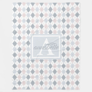 Blue, White, and Pink Personalised Fleece Blanket