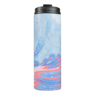 BLUE WHITE AND RED ABSTRACT PAINTING THERMAL TUMBLER