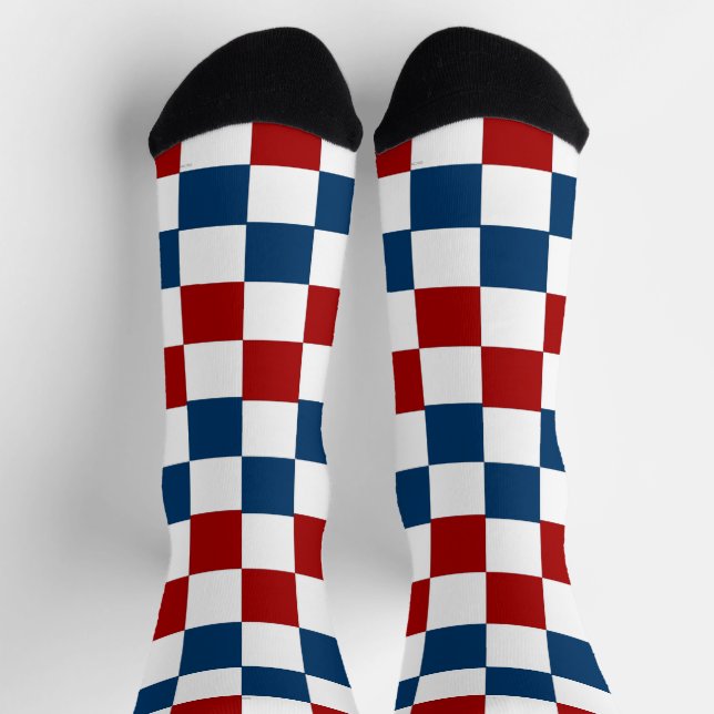 Blue, White and Red Chequered Socks (Top)