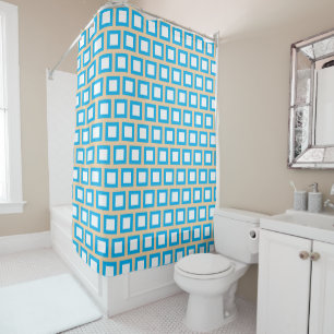 Blue white and Tan Beachy colours Shower Curtain
