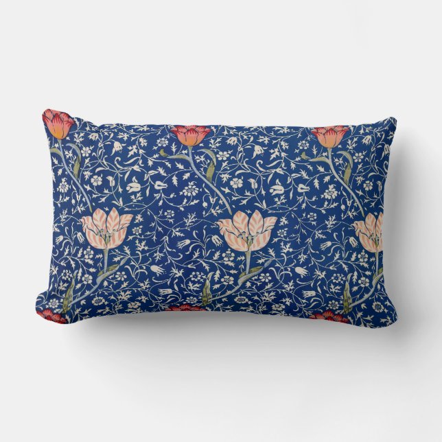 Blue, White and Tulips Floral Throw Pillow (Front)