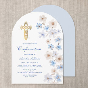 Blue White Anemones Arch Confirmation Invitation