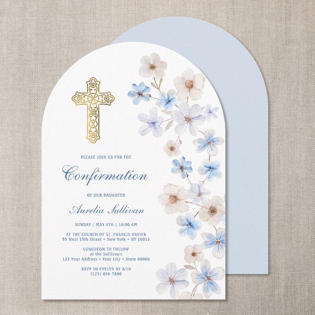 Blue White Anemones Arch Confirmation Invitation (Creator Uploaded)