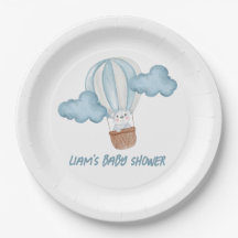 Blue & White Animal Baby Shower Editable