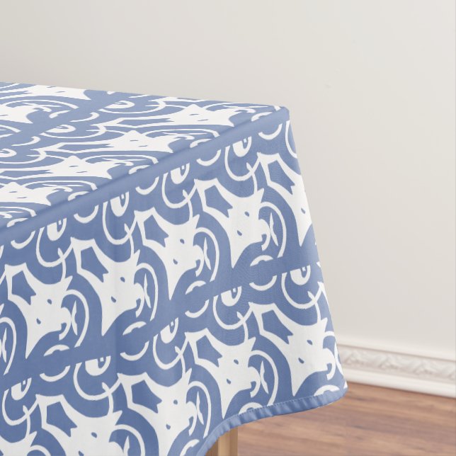 Blue White Art Design Pattern Tablecloth (In Situ)