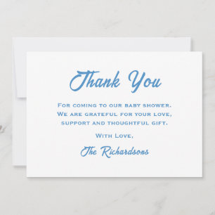 Blue White Baby Shower Fun Trendy Adventure Awaits Thank You Card