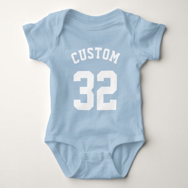 Blue & White Baby | Sports Jersey Design Baby Bodysuit (Front)