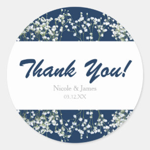 Blue & White Babys Breath Wedding Stickers