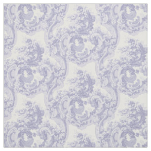 Blue & White Baroque Rococo Louis XV Pattern Fabric