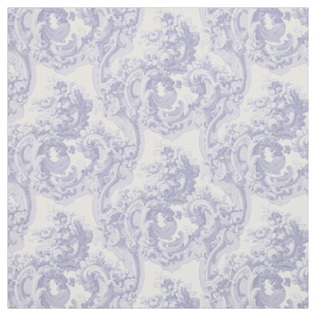 Blue & White Baroque Rococo Louis XV Pattern Fabric (Swatch)