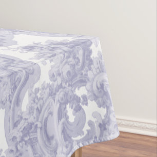 Blue & White Baroque Rococo Louis XV Pattern Tablecloth