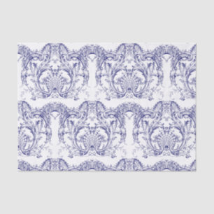 Blue & White Baroque Rococo Pattern Tissue Paper