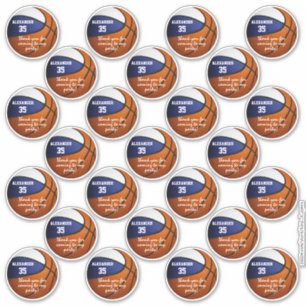 blue white basketball party thank you set of 25
