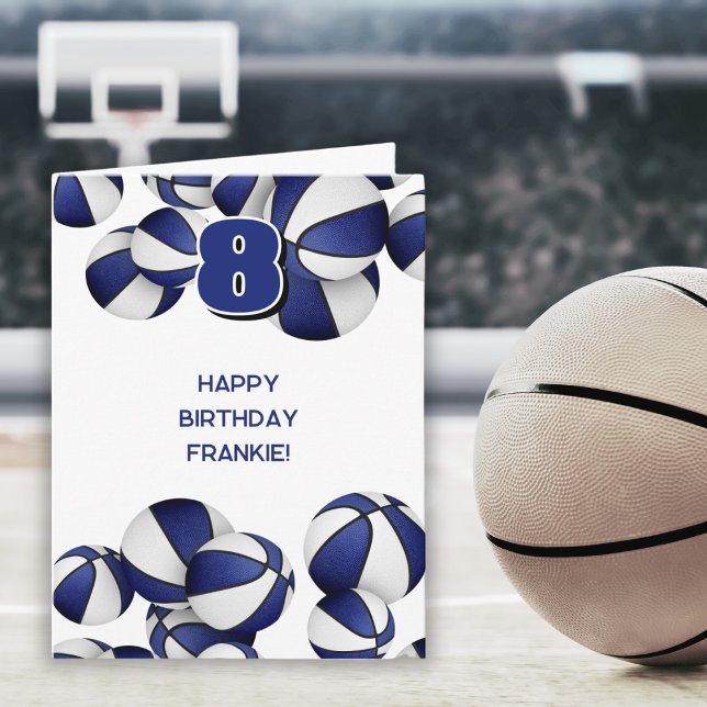blue white basketballs kids birthday card (Creator Uploaded)