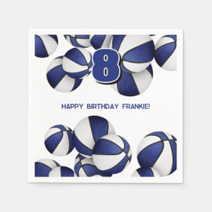 blue white basketballs kids sports party napkin