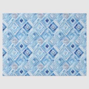 Blue White Batik Square Jewel Tissue Paper