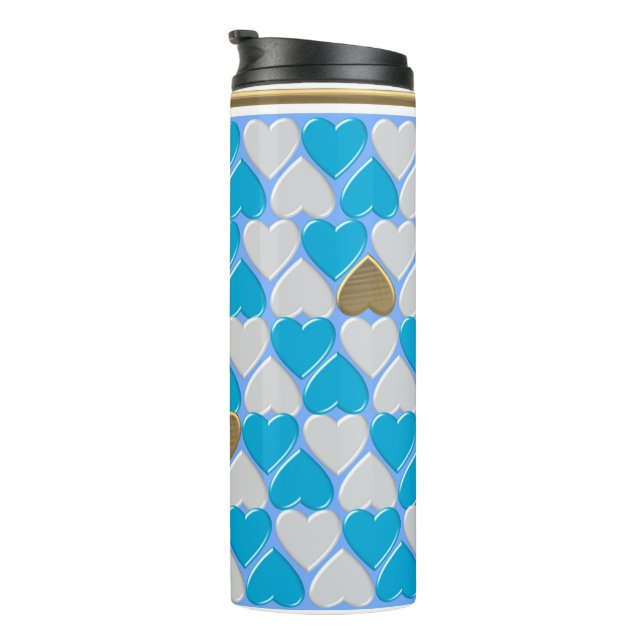 Blue, white Bavarian pattern.  Thermal Tumbler (Rotated Right)