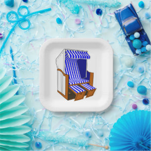 Blue & White Beach Chair Theme Party Paper Plates