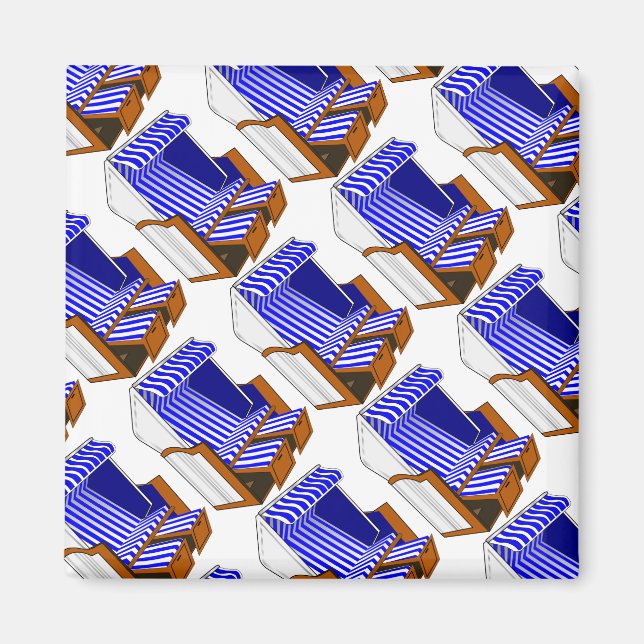 Blue & White Beach Chairs Themed Magnet (Front)