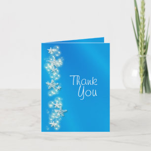 Blue white beach starfish thanks thank you card