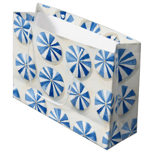 Blue White Beach Umbrellas Bridal Shower Large Gift Bag