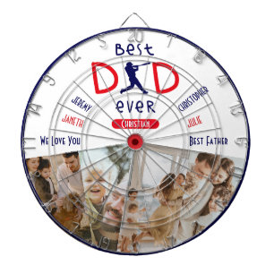 Blue White Best Dad Ever Cool Modern Fathers Day  Dartboard
