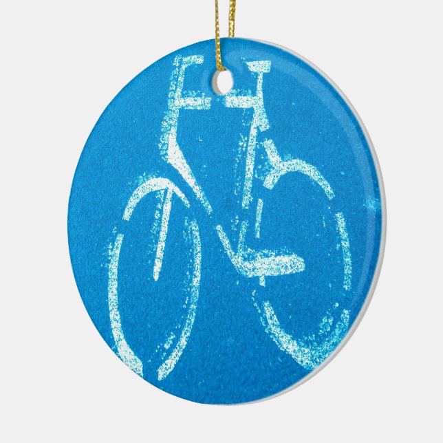 Blue White Bicycle Ceramic Ornament (Left)