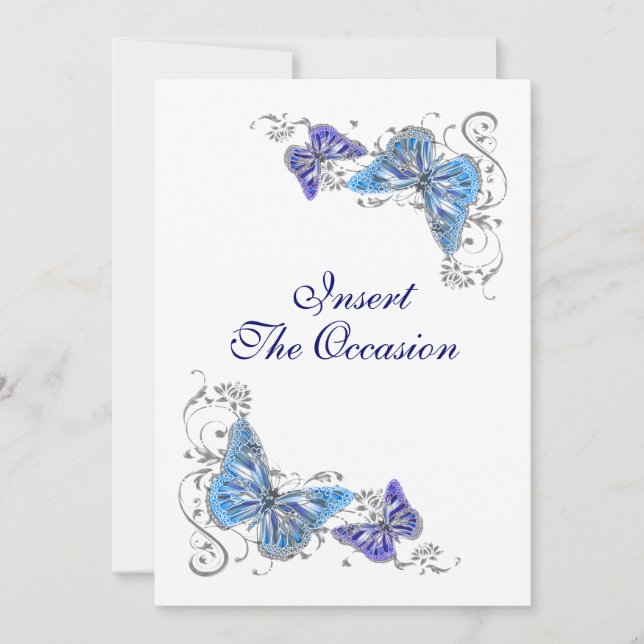Blue white birthday engagement wedding invitation (Front)
