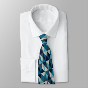 Blue White Black Geometric Rhombic Pattern Tie