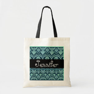 Blue White Black Wedding Damask Bridesmaid Bag