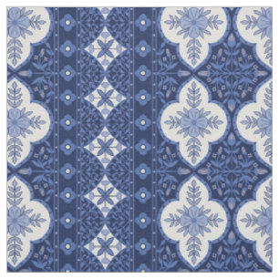Blue-white bohemian design fabric