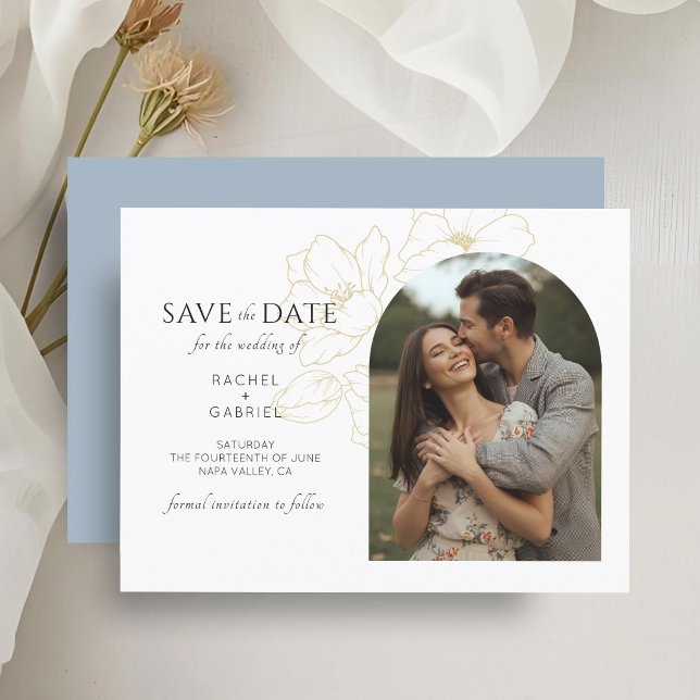 Blue & White | Boho Floral Wedding Save the Date (Creator Uploaded)