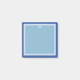 Blue White Borders Monogrammed Post-it Notes