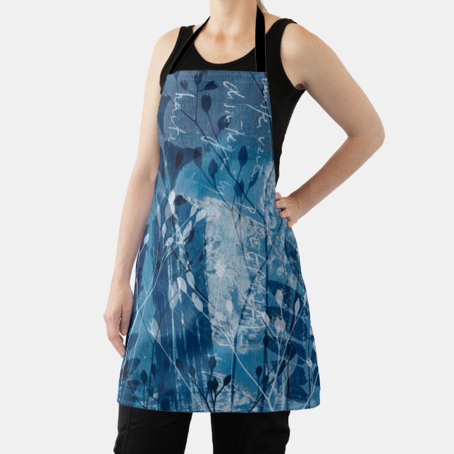 Blue & White Botancial Wildflower  Apron (Insitu)