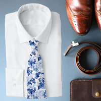 Blue White Botanical Floral Wedding Gift For Him