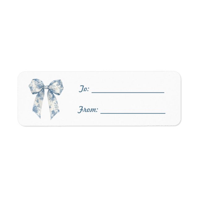 Blue White Bow Christmas  Return Address Label (Front)