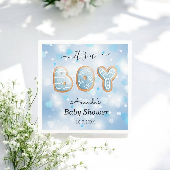 Blue White Boy Baby Shower  Napkin (Creator Uploaded)